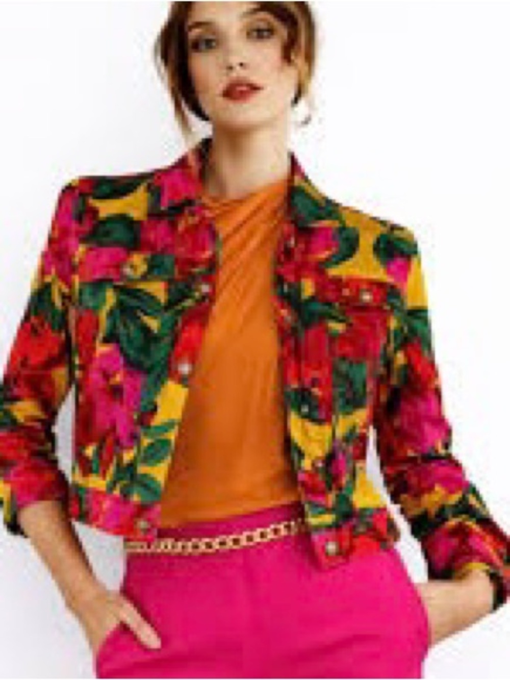 Tahari Linen Tropical Floral Jacket